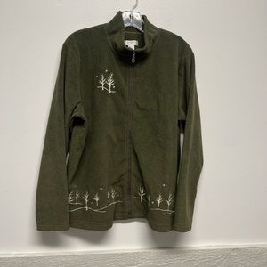 Christopher & Banks Zip Up Embroidered Top L